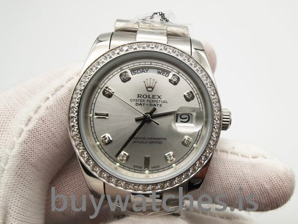 Rolex Day-date 118346 Ezüstszürke, 36 mm-es gyémánt automata óra